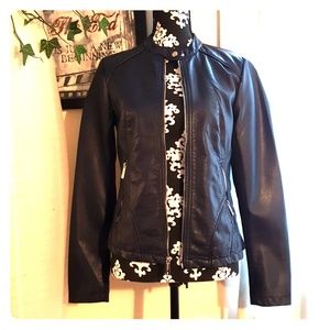 Navy blue leather jacket